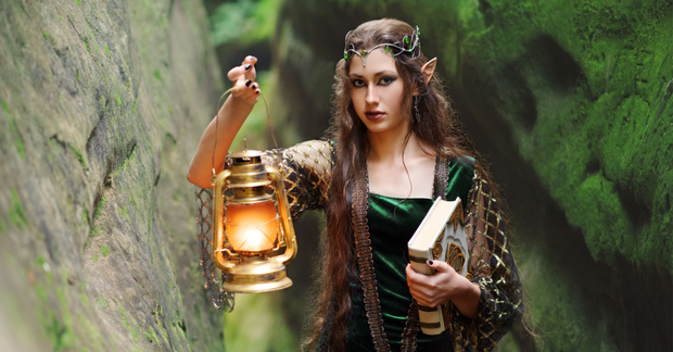 World of Warcraft players, like this elf lady in green, play out enchanted archetypal stories